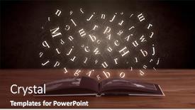  Presentation with white letters - Theme with glowing white alphabet letters coming out of an open book background and a tawny brown colored foreground