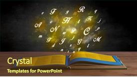  Presentation with wooden english letters alphabet - Slides featuring glowing yellow alphabet letters coming background and a tawny brown colored foreground