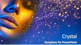  Presentation with gold design - Presentation design having glows - fashion model woman skin face background and a cobalt blue colored foreground