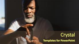  Presentation with glucometer - Cool new presentation theme with glucometer checking blood sugar level backdrop and a tawny brown colored foreground