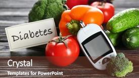  Presentation with diabetes digital - Colorful slides enhanced with glucose - digital glucometer and vegetables backdrop and a tawny brown colored foreground