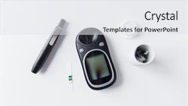  Presentation with glucometer - PPT layouts enhanced with glucose - medicine diabetes and health care background and a white colored foreground