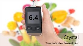  Presentation with glucometer - Slide set consisting of glucose - woman holding digital glucometer background and a coral colored foreground