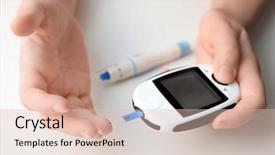  Presentation with diabetes digital - Cool new presentation design with glucose - woman using digital glucometer backdrop and a lemonade colored foreground