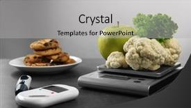  Presentation with farm to table leafy vegetables - Cool new theme with glucose meter with vegetables backdrop and a light gray colored foreground