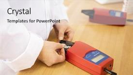  Presentation with medical evaluation - Cool new PPT theme with glucose test in medical clinic backdrop and a white colored foreground