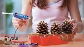  Presentation with diy - Presentation theme with glues - woman doiing diy festive decorations background and a red colored foreground