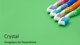  Presentation with glue - Presentation having glue drop - close up of a toothbrush background and a  colored foreground