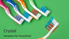  Presentation with glue - Amazing PPT theme having glue drop - dental brush with paste backdrop and a  colored foreground