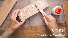  Presentation with diy - Audience pleasing PPT theme consisting of gluing-wooden-board-diy-concept backdrop and a tawny brown colored foreground
