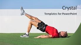  Presentation with fitness - PPT theme featuring glute single leg floor bridge background and a light blue colored foreground