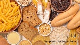  Presentation with flour - Presentation theme featuring gluten-free-assortment-bread-pasta background and a yellow colored foreground
