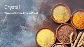  Presentation with rice corn - Slides enhanced with gluten-free-cereals-rice-buckwheat background and a gray colored foreground