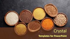  Presentation with rice corn - Theme with gluten-free-cereals-rice-buckwheat background and a tawny brown colored foreground