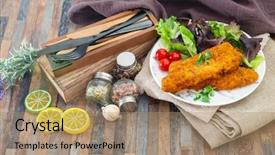  Presentation with gluten free - Presentation theme consisting of gluten free crispy breaded alaskan background and a coral colored foreground