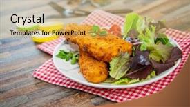  Presentation with gluten free - Beautiful PPT theme featuring gluten free crispy breaded alaskan backdrop and a yellow colored foreground