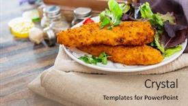  Presentation with gluten - Slide set with gluten free crispy breaded alaskan background and a coral colored foreground