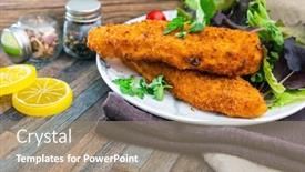  Presentation with gluten free - PPT layouts enhanced with gluten-free-crispy-breaded-alaskan background and a coral colored foreground