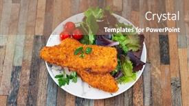  Presentation with gluten free - Slide set enhanced with gluten-free-crispy-breaded-alaskan background and a coral colored foreground