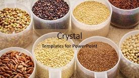  Presentation with gluten - Colorful PPT theme enhanced with gluten free grains quinoa brown rice kaniwa amaranth sorghum millet buckwheat teff - plastic measuring scoops on a rustic white painted barn wood backdrop and a coral colored foreground