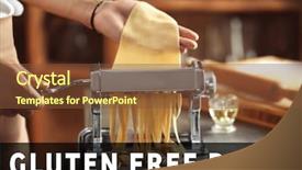  Presentation with gluten free - Colorful presentation theme enhanced with gluten free pasta concept backdrop and a tawny brown colored foreground