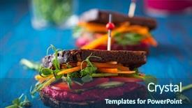  Presentation with gluten free - Presentation featuring gluten free vegan sandwiches background and a ocean colored foreground