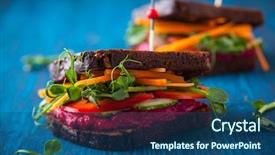  Presentation with gluten free - Audience pleasing presentation consisting of gluten free vegan sandwiches backdrop and a ocean colored foreground