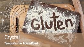  Presentation with flour - Slide deck featuring gluten word written with flour background and a coral colored foreground