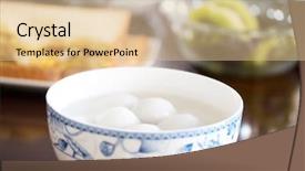  Presentation with elegant table setting - Presentation theme featuring glutinous rice ball - elegant bowl with tasty tang background and a lemonade colored foreground