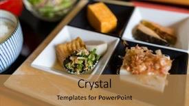  Presentation with japanese folk song sakuta - Cool new presentation theme with glutinous rice ball - japanese appetizer backdrop and a coral colored foreground