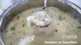  Presentation with food dimsum chinese steamed dumplings - Slide set consisting of glutinous-rice-dumplings background and a gray colored foreground