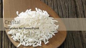  Presentation with spoon - Slide set featuring glutinous-rice-on-the-wooden background and a mint green colored foreground