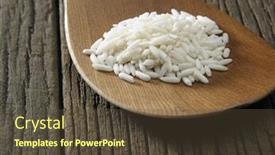  Presentation with spoon - Presentation design featuring glutinous-rice-on-the-wooden background and a tawny brown colored foreground