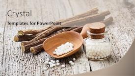  Presentation with homeopathy - Amazing presentation theme having glycyrrhiza-glabra-root-and-homeopathy backdrop and a soft green colored foreground