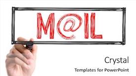  Presentation with mail - Colorful slide set enhanced with gmail - hand with marker writing backdrop and a white colored foreground