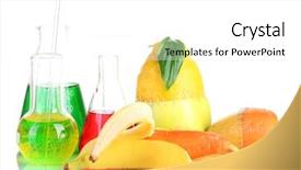  Presentation with genetically modified food - PPT layouts featuring gmo food - genetically modified vegetables and fruits background and a white colored foreground