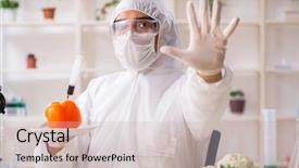  Presentation with gmo - Presentation theme having gmo fruits and vegetables background and a soft green colored foreground