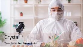  Presentation with genetic lab - Amazing presentation design having gmo fruits and vegetables backdrop and a soft green colored foreground