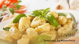  Presentation with noodle - Beautiful slide deck featuring gnocchi-di-patata-italian-potato backdrop and a yellow colored foreground