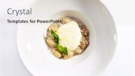  Presentation with italian cuisine - Presentation design featuring gnocchi in mushroom sauce with cheese espuma top view molecular cuisine restaurant menu item traditional italian dumplings isolated on white background delicious eating gourmet dinner close up background and a lemonade colored foreground