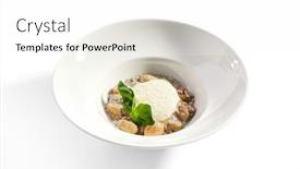  Presentation with italian cuisine - Presentation theme consisting of sauce with cheese espuma molecular background and a white colored foreground