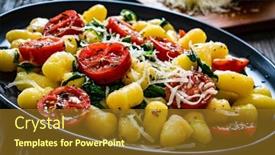  Presentation with spinach - PPT layouts enhanced with gnocchi-with-tomato-spinach background and a tawny brown colored foreground