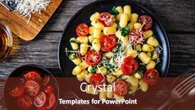  Presentation with spinach - Colorful PPT theme enhanced with gnocchi-with-tomato-spinach backdrop and a tawny brown colored foreground