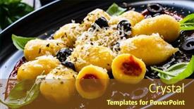  Presentation with black - Slides enhanced with gnocchi-with-tomatoes-parmesan-black background and a tawny brown colored foreground