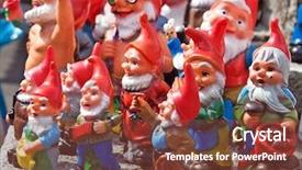  Presentation with crowd - Presentation theme featuring gnome - crowd of colorful dwarf figures background and a tawny brown colored foreground
