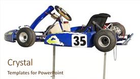  Presentation with stand - Slides enhanced with blue go kart on service background and a white colored foreground