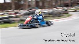  Presentation with sport nutrition whey protein powder - Colorful PPT layouts enhanced with boy raced on sport kart backdrop and a light gray colored foreground