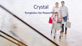  Presentation with family shopping - Slide deck having go carts - family and two kids background and a sky blue colored foreground