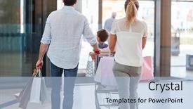  Presentation with family shopping - Amazing presentation theme having go carts - family pushes their shopping backdrop and a light blue colored foreground