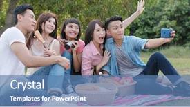  Presentation with picnic - Slide set enhanced with go down - friends go picnic together background and a  colored foreground